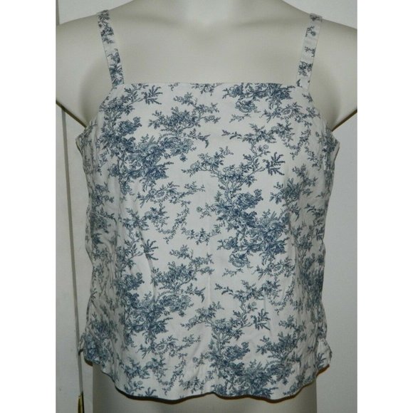GAP Tops - GAP Woman's White & Blue Floral 100% Cotton Button